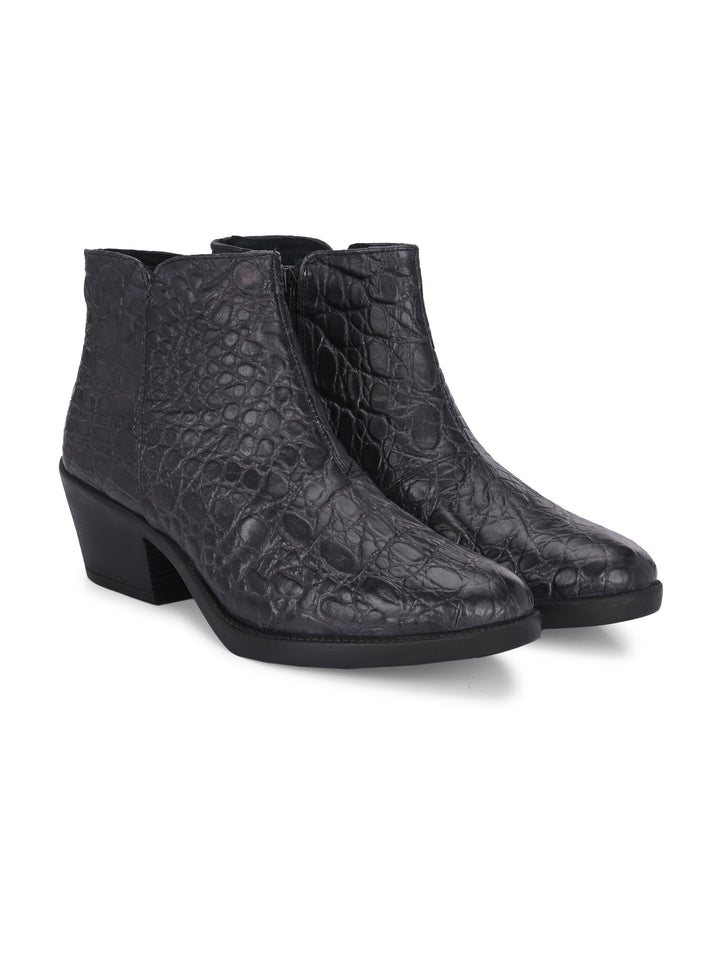 CARLO ROMANO PREMIUM ITALIAN RANGE CROCO PRINTED LEATHER ANKLE BOOT FOR WOMEN