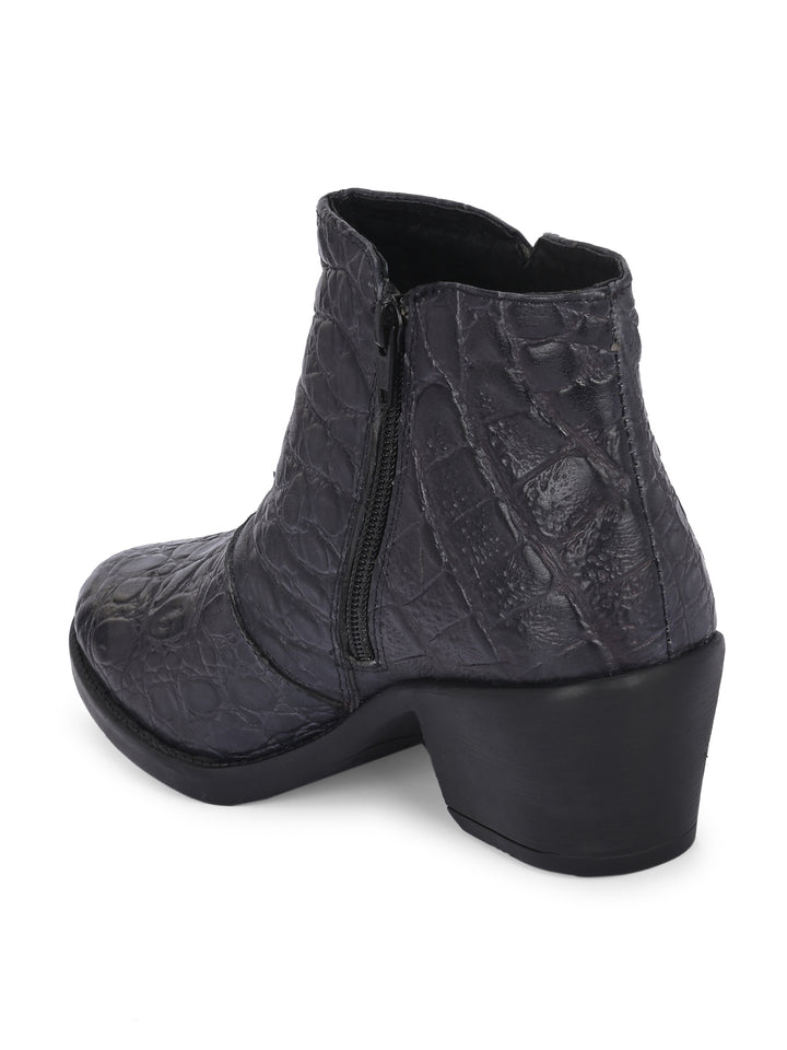 CARLO ROMANO PREMIUM ITALIAN RANGE CROCO PRINTED LEATHER ANKLE BOOT FOR WOMEN