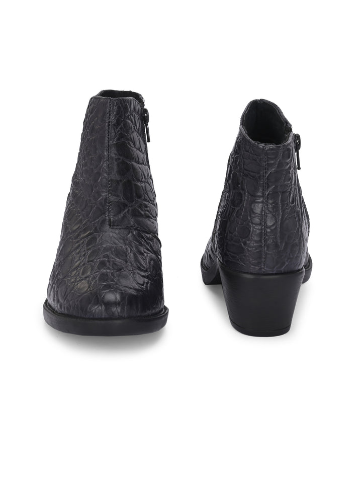 CARLO ROMANO PREMIUM ITALIAN RANGE CROCO PRINTED LEATHER ANKLE BOOT FOR WOMEN