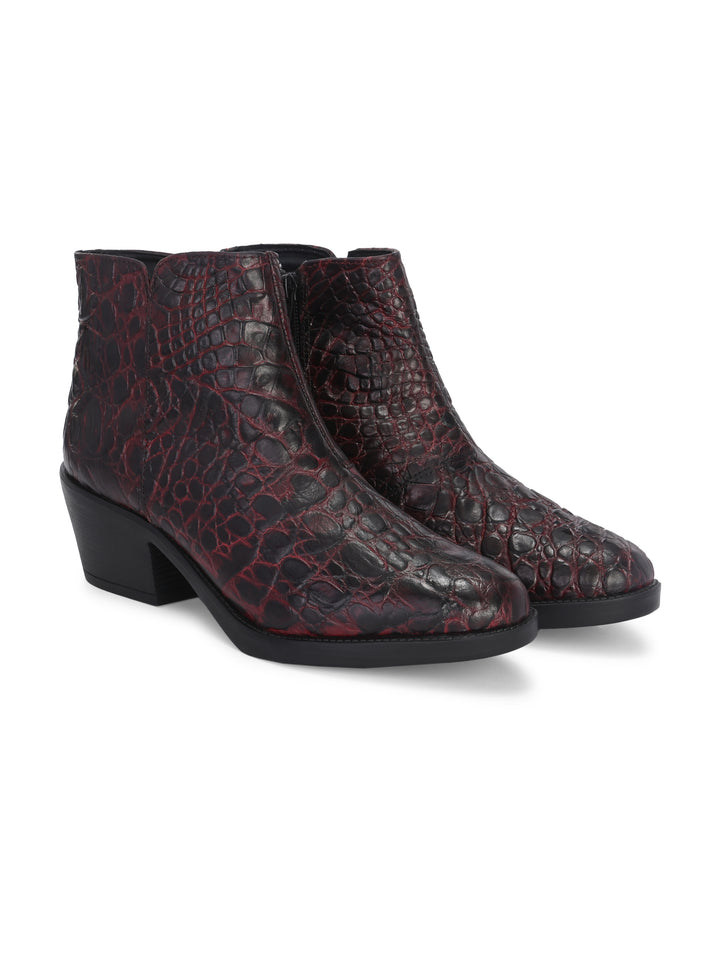 CARLO ROMANO PREMIUM ITALIAN RANGE CROCO PRINTED LEATHER ANKLE BOOT FOR WOMEN