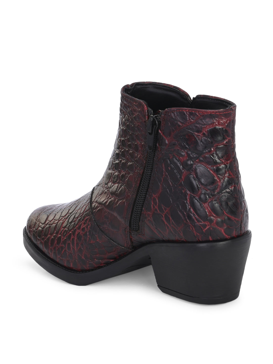 CARLO ROMANO PREMIUM ITALIAN RANGE CROCO PRINTED LEATHER ANKLE BOOT FOR WOMEN