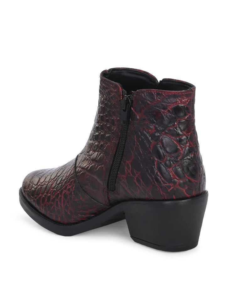 CARLO ROMANO PREMIUM ITALIAN RANGE CROCO PRINTED LEATHER ANKLE BOOT FOR WOMEN