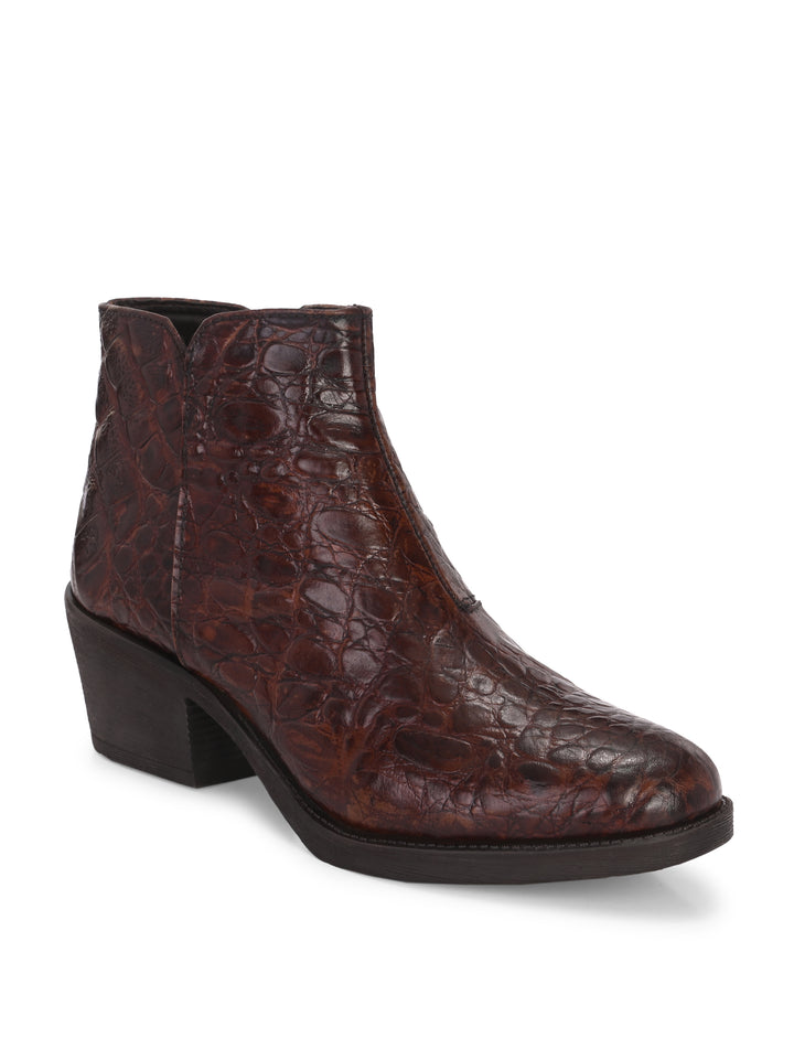CARLO ROMANO PREMIUM ITALIAN RANGE CROCO PRINTED LEATHER ANKLE BOOT FOR WOMEN