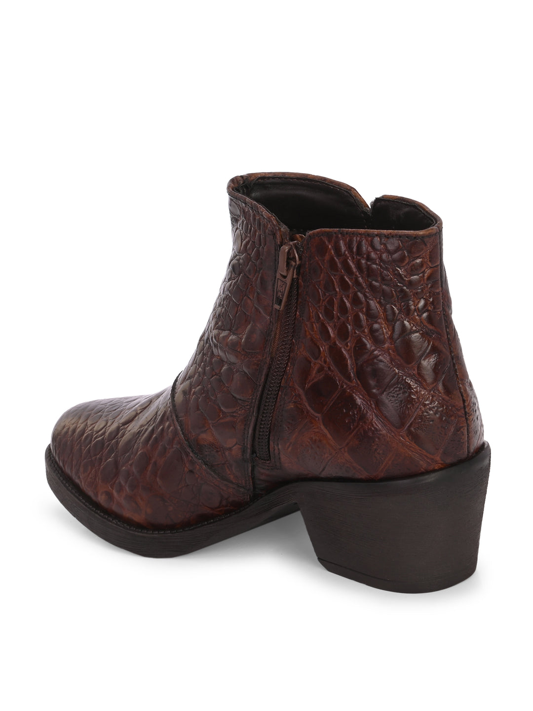 CARLO ROMANO PREMIUM ITALIAN RANGE CROCO PRINTED LEATHER ANKLE BOOT FOR WOMEN