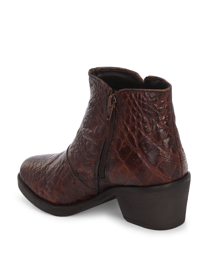 CARLO ROMANO PREMIUM ITALIAN RANGE CROCO PRINTED LEATHER ANKLE BOOT FOR WOMEN