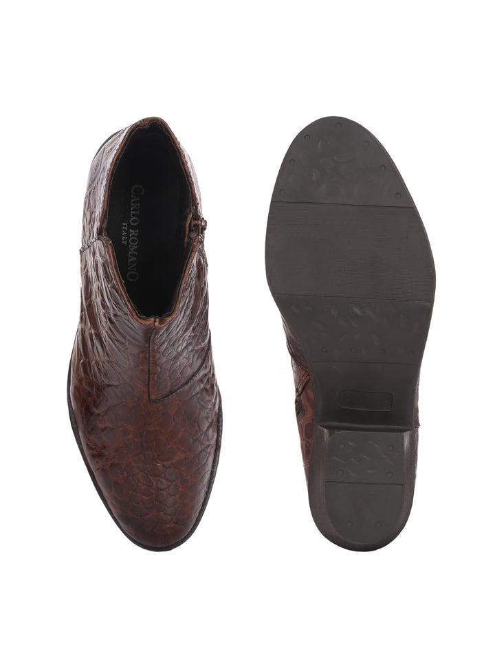 CARLO ROMANO PREMIUM ITALIAN RANGE CROCO PRINTED LEATHER ANKLE BOOT FOR WOMEN