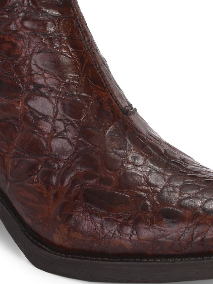 CARLO ROMANO PREMIUM ITALIAN RANGE CROCO PRINTED LEATHER ANKLE BOOT FOR WOMEN