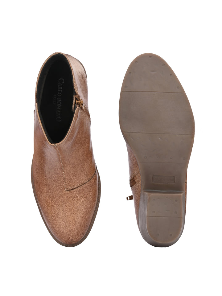 CARLO ROMANO BY WASAN SHOES GENUINE BURNISH LEATHER ANKLE BOOT