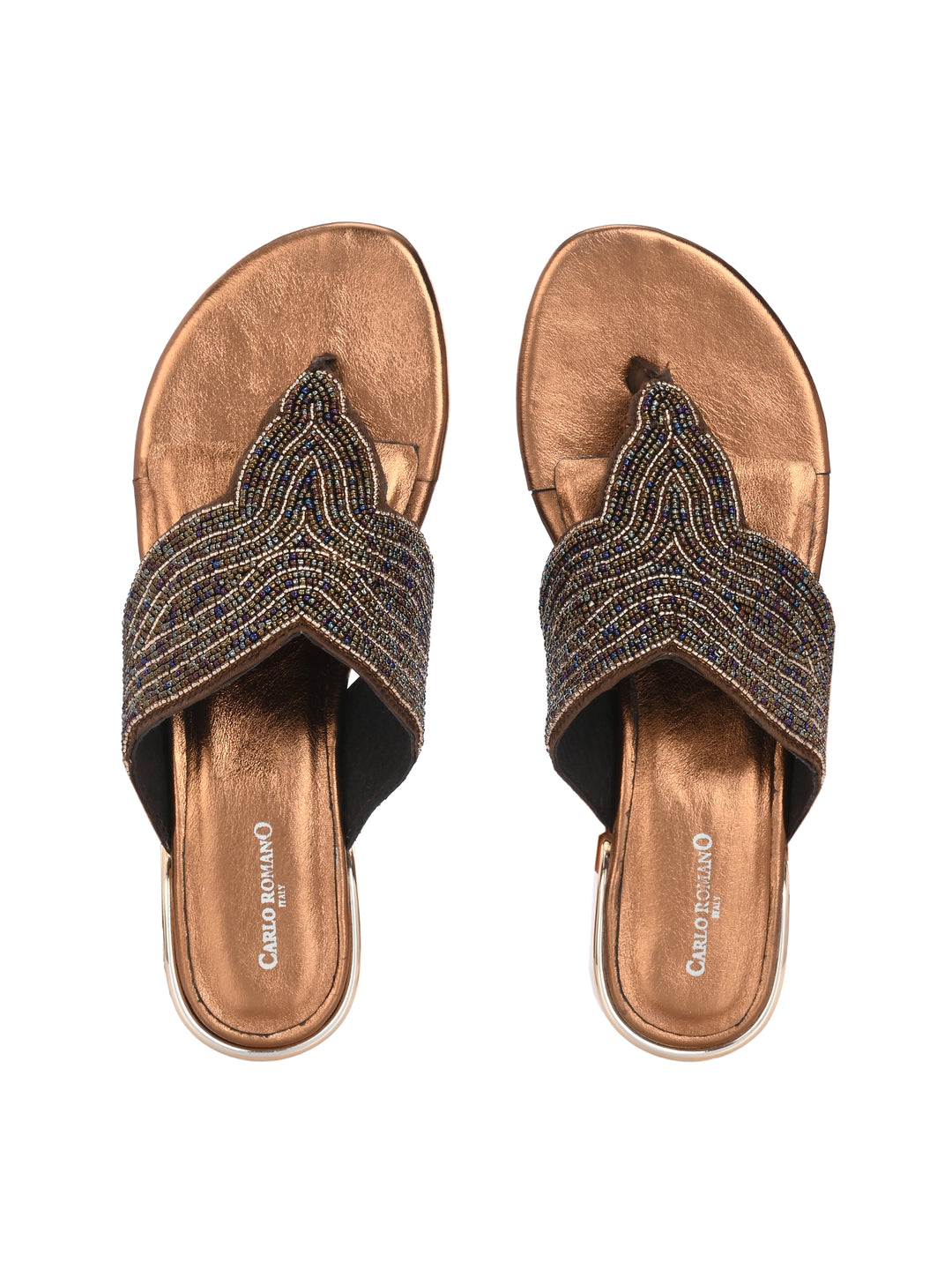 CARLO ROMANO BY WASAN BRONZE COLOR PREMIUM STYLISH WOMEN'S EMBROIDERY SLIPPER