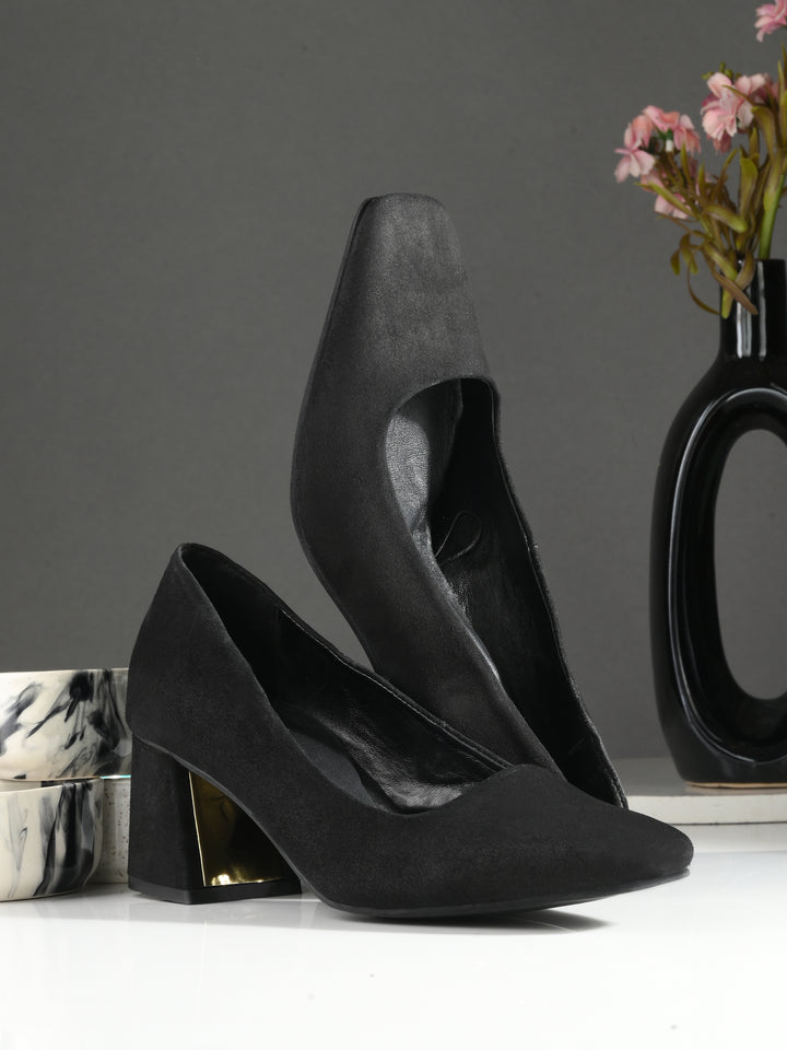 CARLO ROMANO SUEDE LEATHER BLACK COLOR WITH MULTI COLOR INTERCHANGEABLE HEELS BELLY  FOR WOMEN