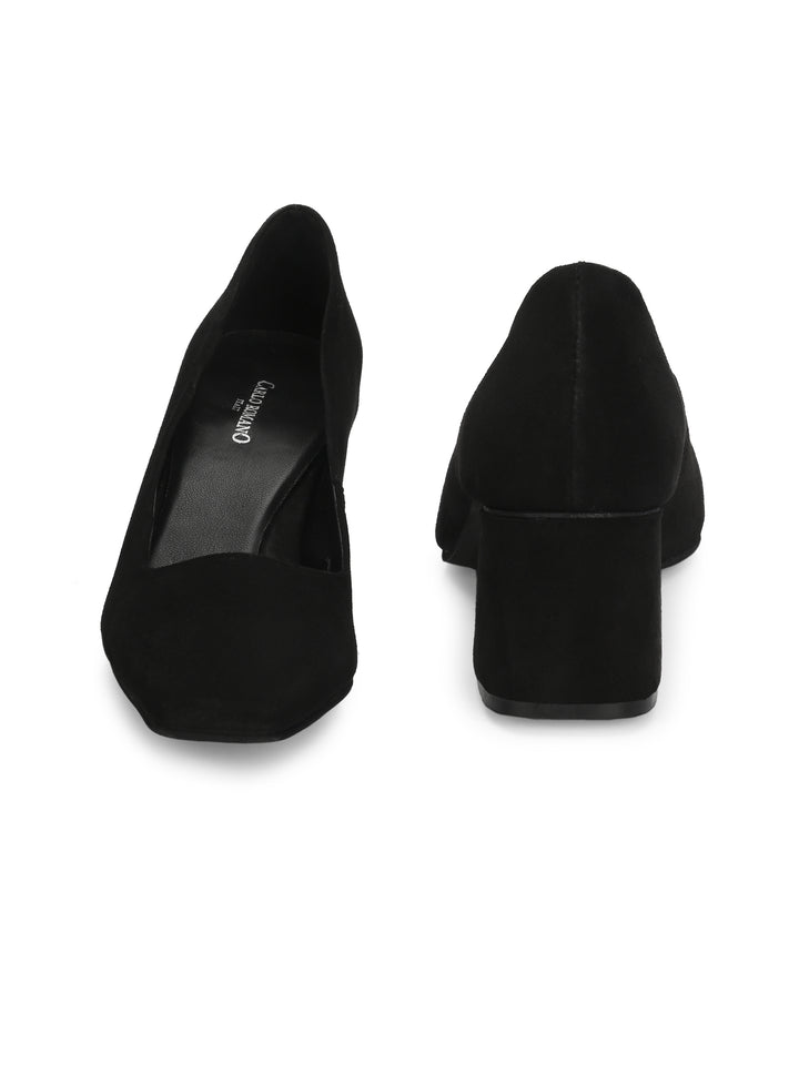 CARLO ROMANO SUEDE LEATHER BLACK COLOR WITH MULTI COLOR INTERCHANGEABLE HEELS BELLY  FOR WOMEN