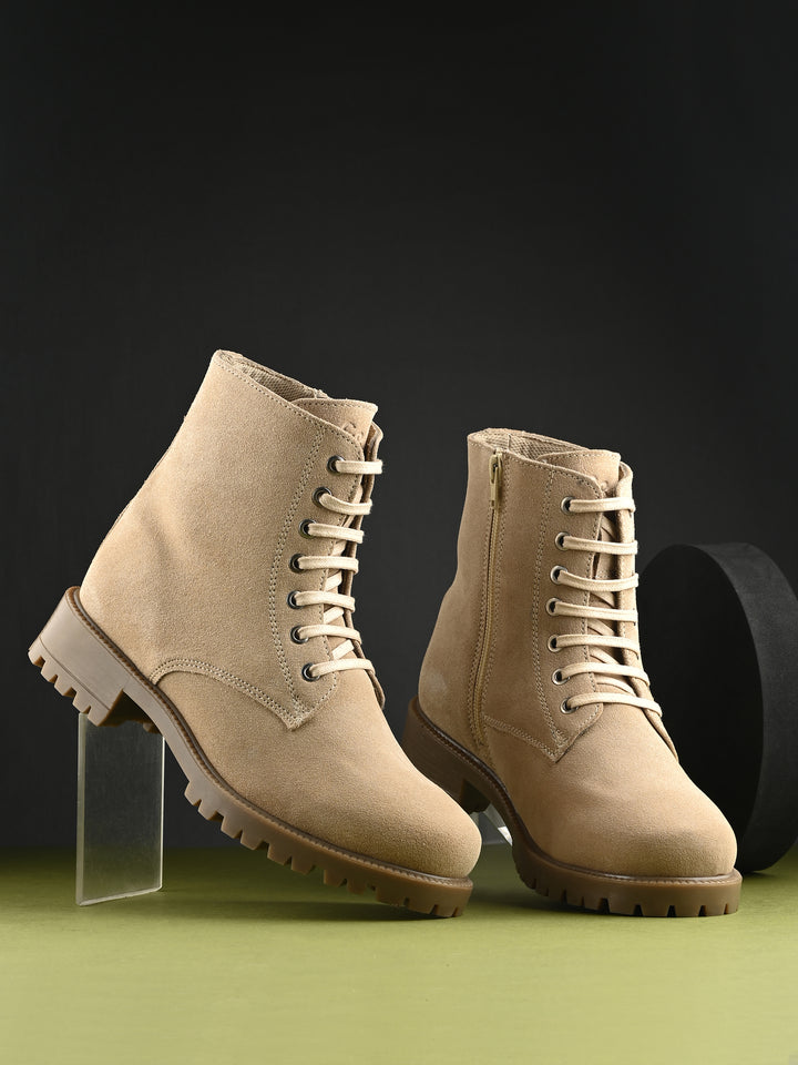 CARLO ROMANO BY WASAN SUEDE LEATHER LACE-UPS WITH ZIP  STYLISH ANKLE BOOT FOR WOMEN