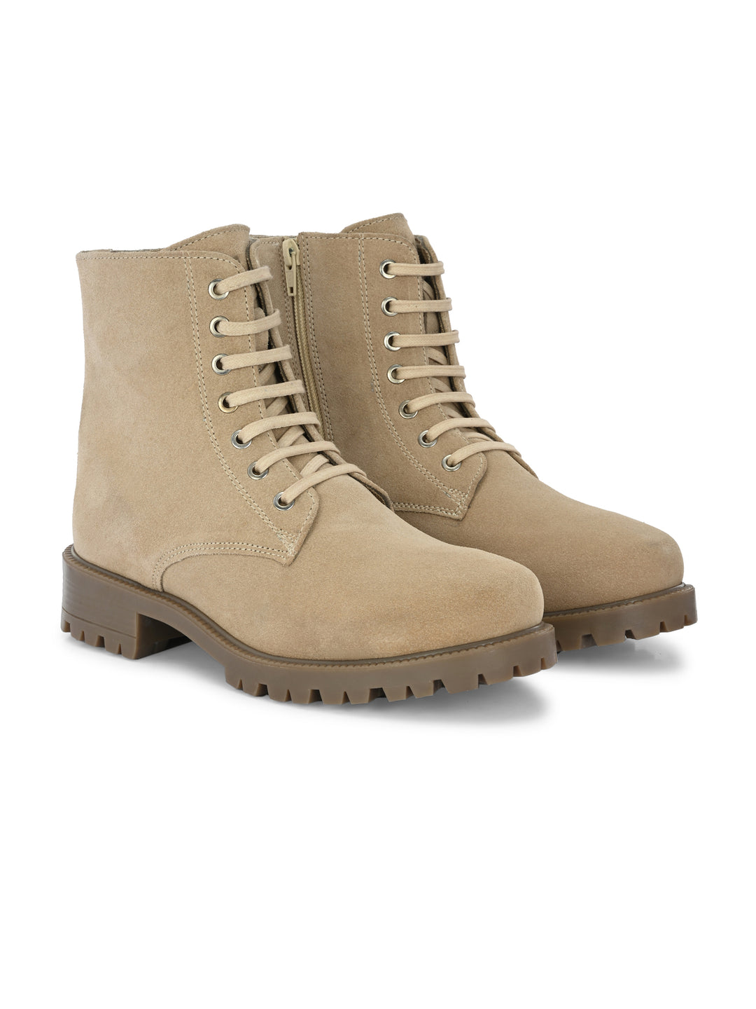 CARLO ROMANO BY WASAN SUEDE LEATHER LACE-UPS WITH ZIP  STYLISH ANKLE BOOT FOR WOMEN