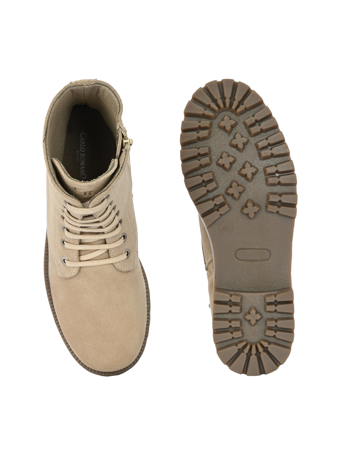 CARLO ROMANO BY WASAN SUEDE LEATHER LACE-UPS WITH ZIP  STYLISH ANKLE BOOT FOR WOMEN