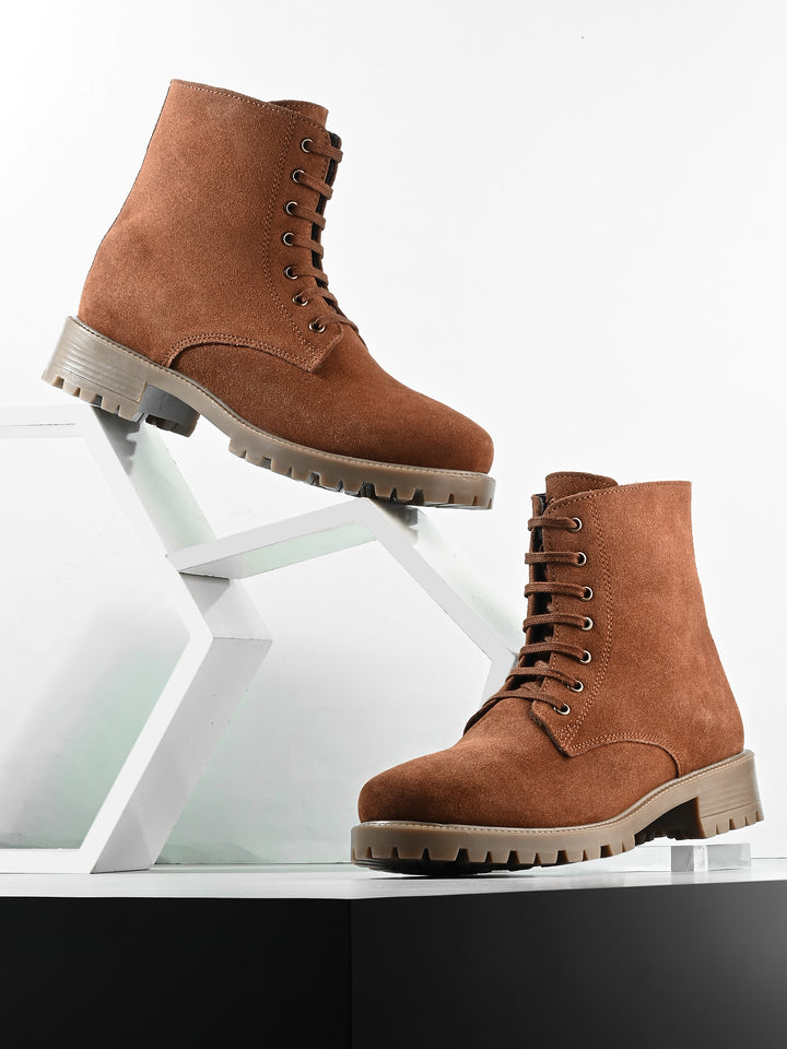 CARLO ROMANO BY WASAN SUEDE LEATHER LACE-UPS WITH ZIP  STYLISH ANKLE BOOT FOR WOMEN