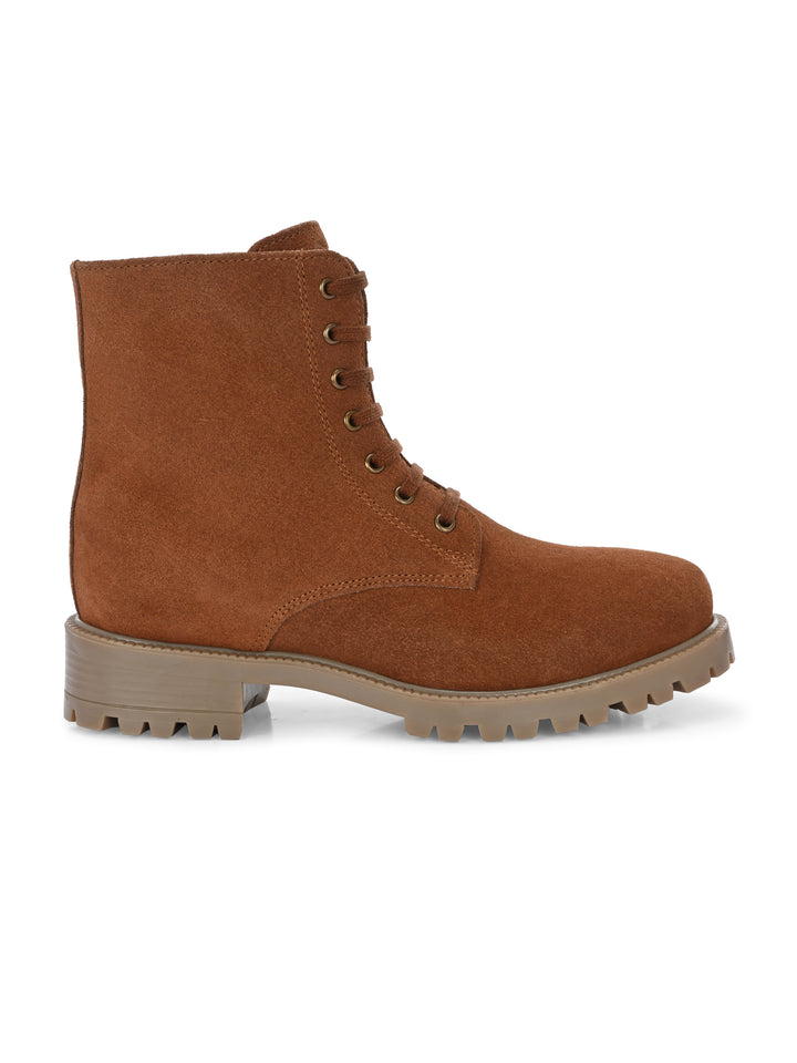 CARLO ROMANO BY WASAN SUEDE LEATHER LACE-UPS WITH ZIP  STYLISH ANKLE BOOT FOR WOMEN