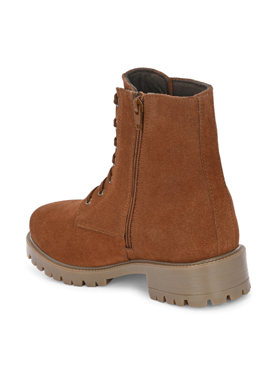 CARLO ROMANO BY WASAN SUEDE LEATHER LACE-UPS WITH ZIP  STYLISH ANKLE BOOT FOR WOMEN