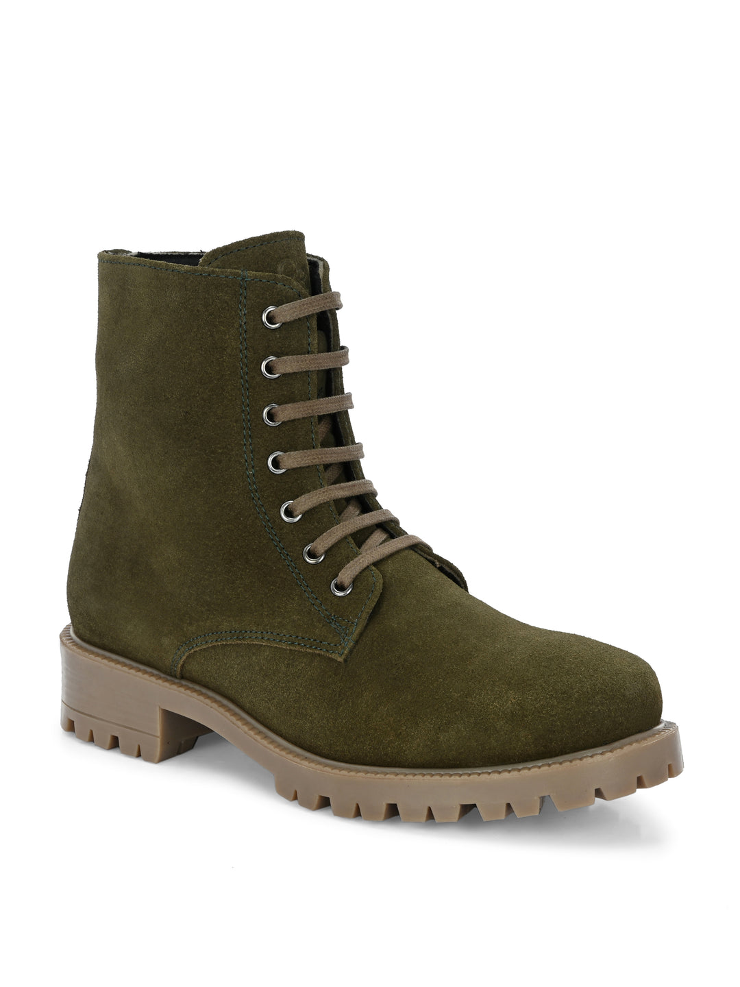 CARLO ROMANO BY WASAN SUEDE LEATHER LACE-UPS WITH ZIP  STYLISH ANKLE BOOT FOR WOMEN