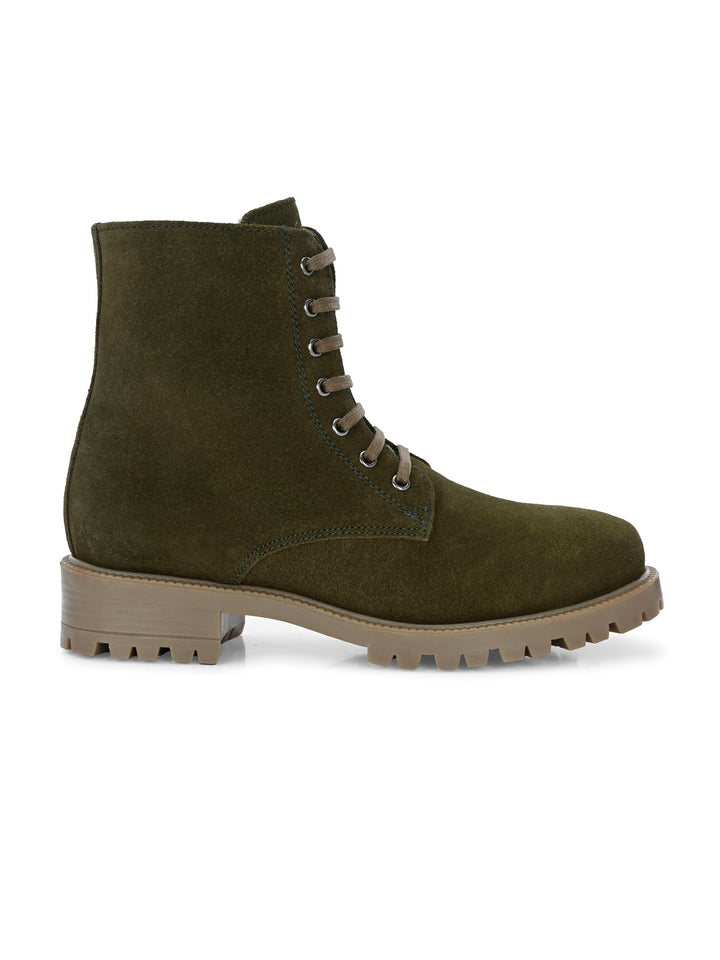 CARLO ROMANO BY WASAN SUEDE LEATHER LACE-UPS WITH ZIP  STYLISH ANKLE BOOT FOR WOMEN