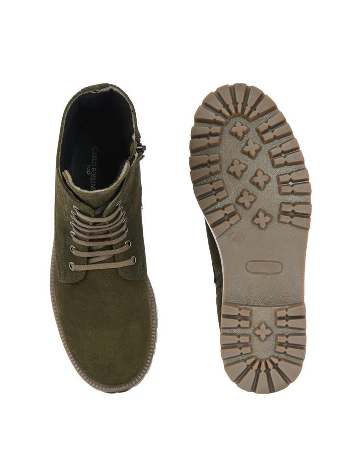 CARLO ROMANO BY WASAN SUEDE LEATHER LACE-UPS WITH ZIP  STYLISH ANKLE BOOT FOR WOMEN