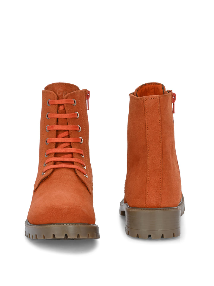 CARLO ROMANO BY WASAN SUEDE LEATHER LACE-UPS WITH ZIP  STYLISH ANKLE BOOT FOR WOMEN