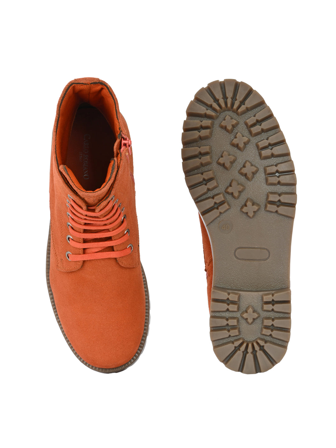 CARLO ROMANO BY WASAN SUEDE LEATHER LACE-UPS WITH ZIP  STYLISH ANKLE BOOT FOR WOMEN