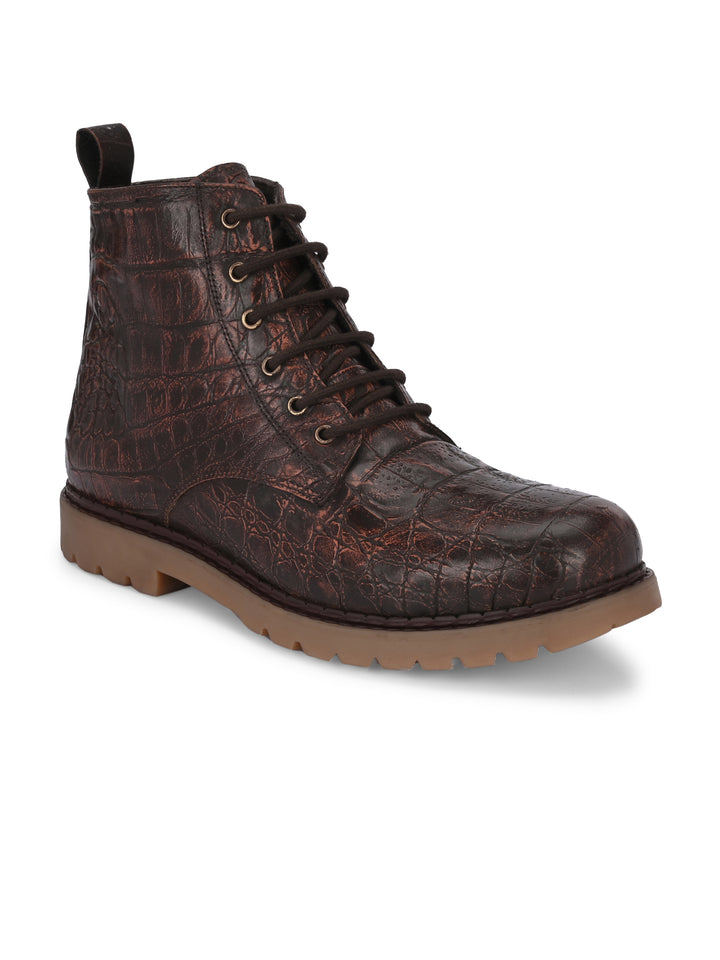 CARLO ROMANO TAN COLOR PREMIUM ITALIAN RANGE CROCO PRINTED LEATHER BOOT FOR MEN