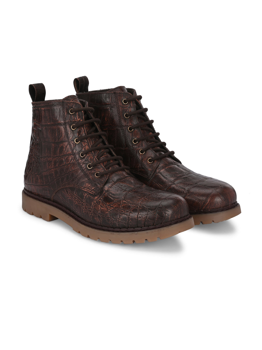 CARLO ROMANO TAN COLOR PREMIUM ITALIAN RANGE CROCO PRINTED LEATHER BOOT FOR MEN