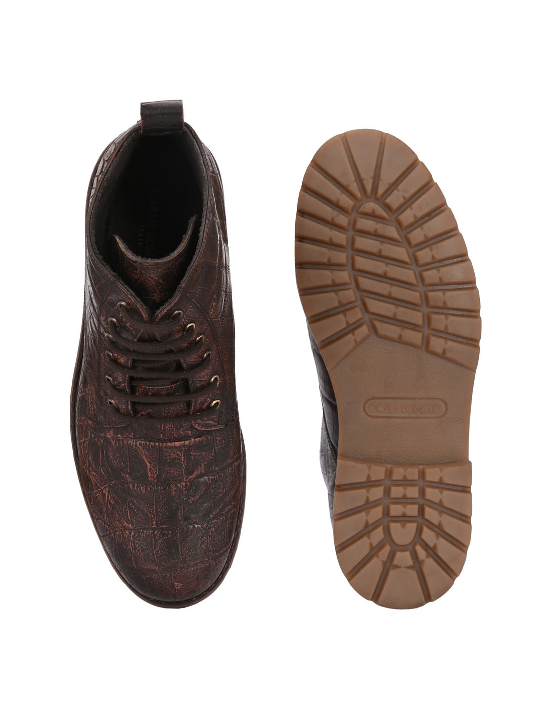 CARLO ROMANO TAN COLOR PREMIUM ITALIAN RANGE CROCO PRINTED LEATHER BOOT FOR MEN