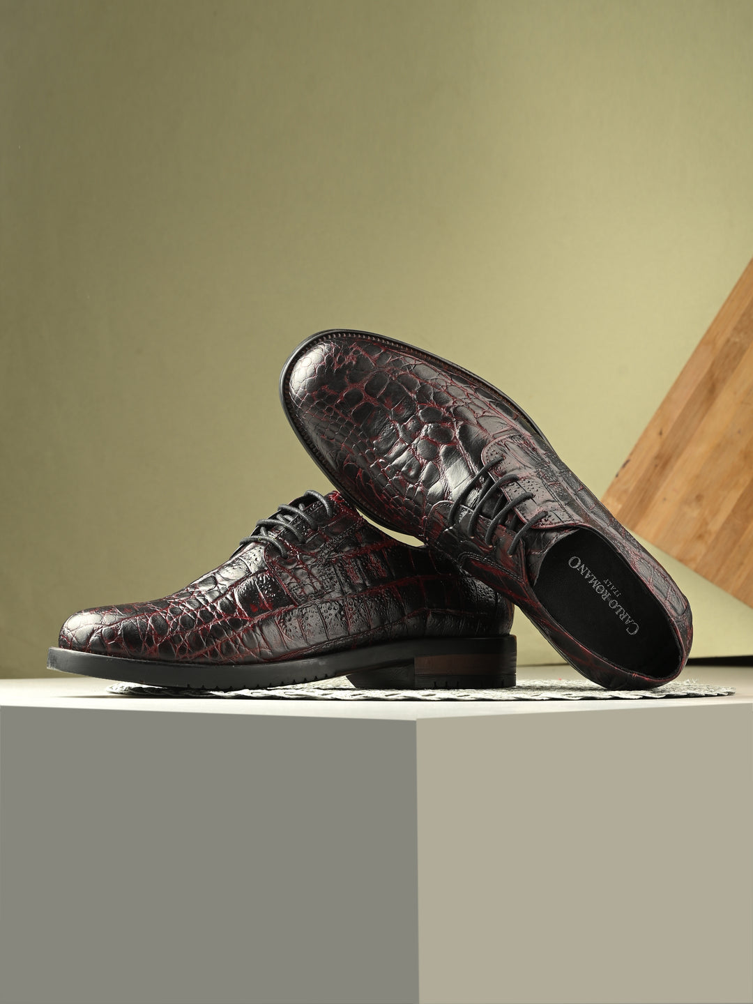 CARLO ROMANO BY WASAN  PREMIUM STYLISH CROCO PRINTED LEATHER SHOES FOR MEN
