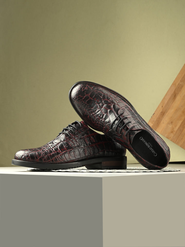 CARLO ROMANO BY WASAN  PREMIUM STYLISH CROCO PRINTED LEATHER SHOES FOR MEN