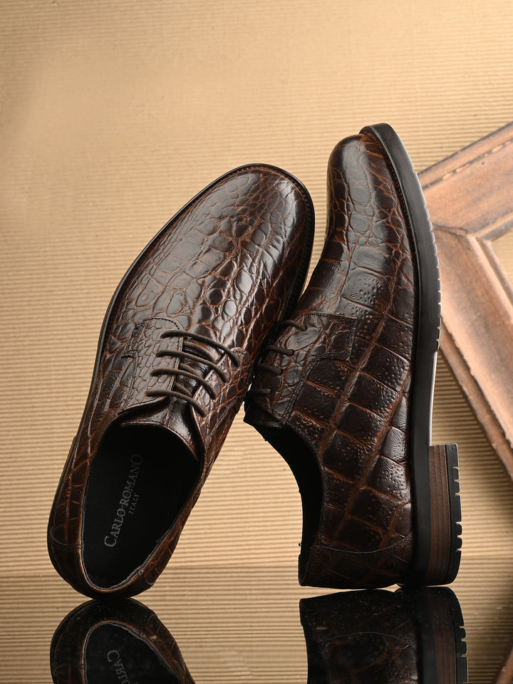 CARLO ROMANO BY WASAN  PREMIUM STYLISH CROCO PRINTED LEATHER SHOES FOR MEN