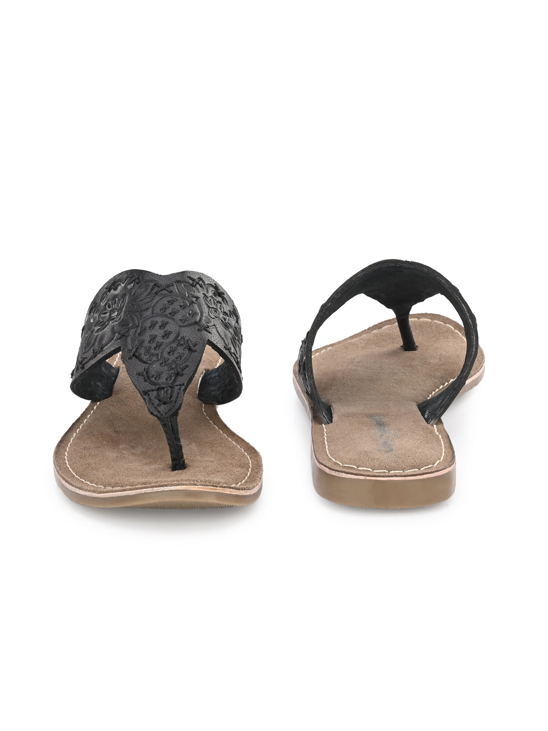 Women's Genuine Terracotta Leather Flat Tooled Slipper / Hand Tooled Collection