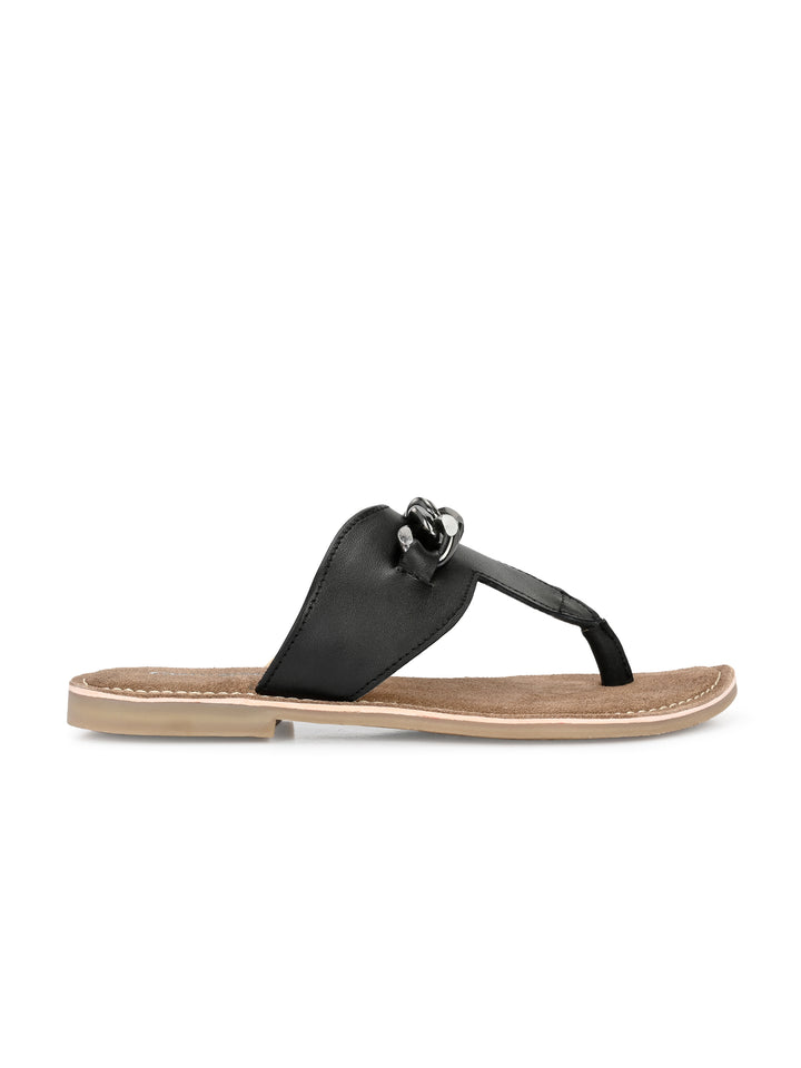 Women's Genuine Sheep Tan Flat Golden Trim Slipper