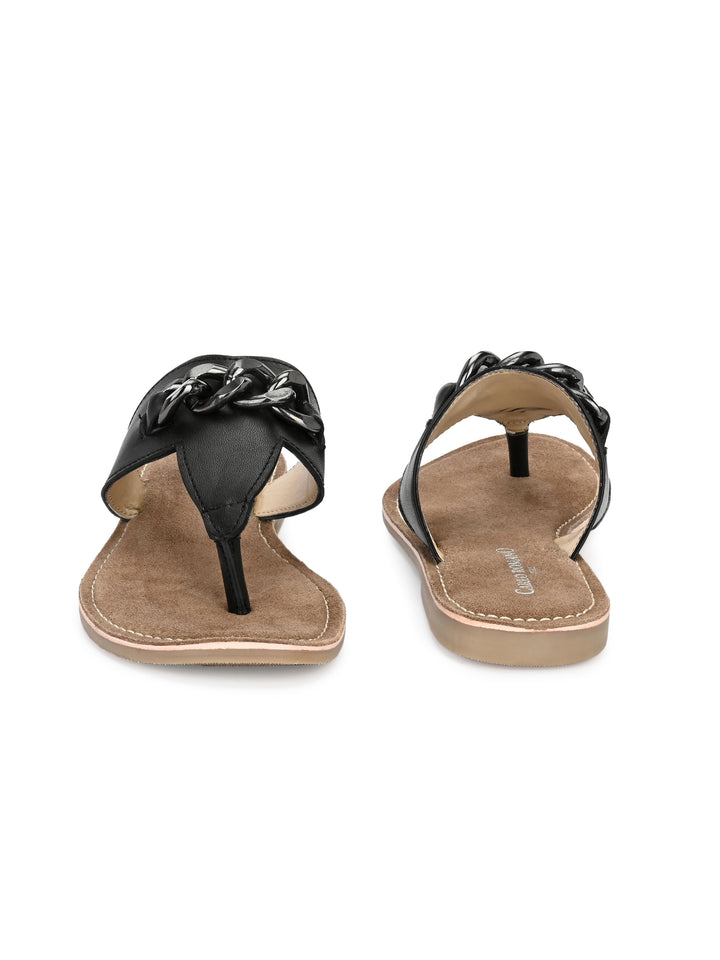 Women's Genuine Sheep Tan Flat Golden Trim Slipper