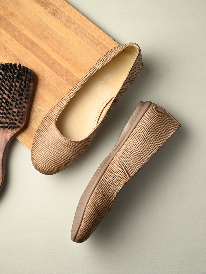 CARLO ROMANO BEIGE COLOR ITALIAN LV PRINTED SUEDE LEATHER BELLY FOR WOMEN