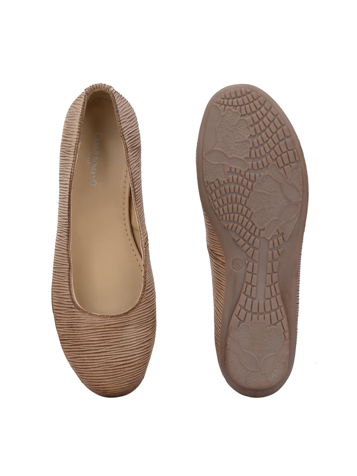 CARLO ROMANO BEIGE COLOR ITALIAN LV PRINTED SUEDE LEATHER BELLY FOR WOMEN