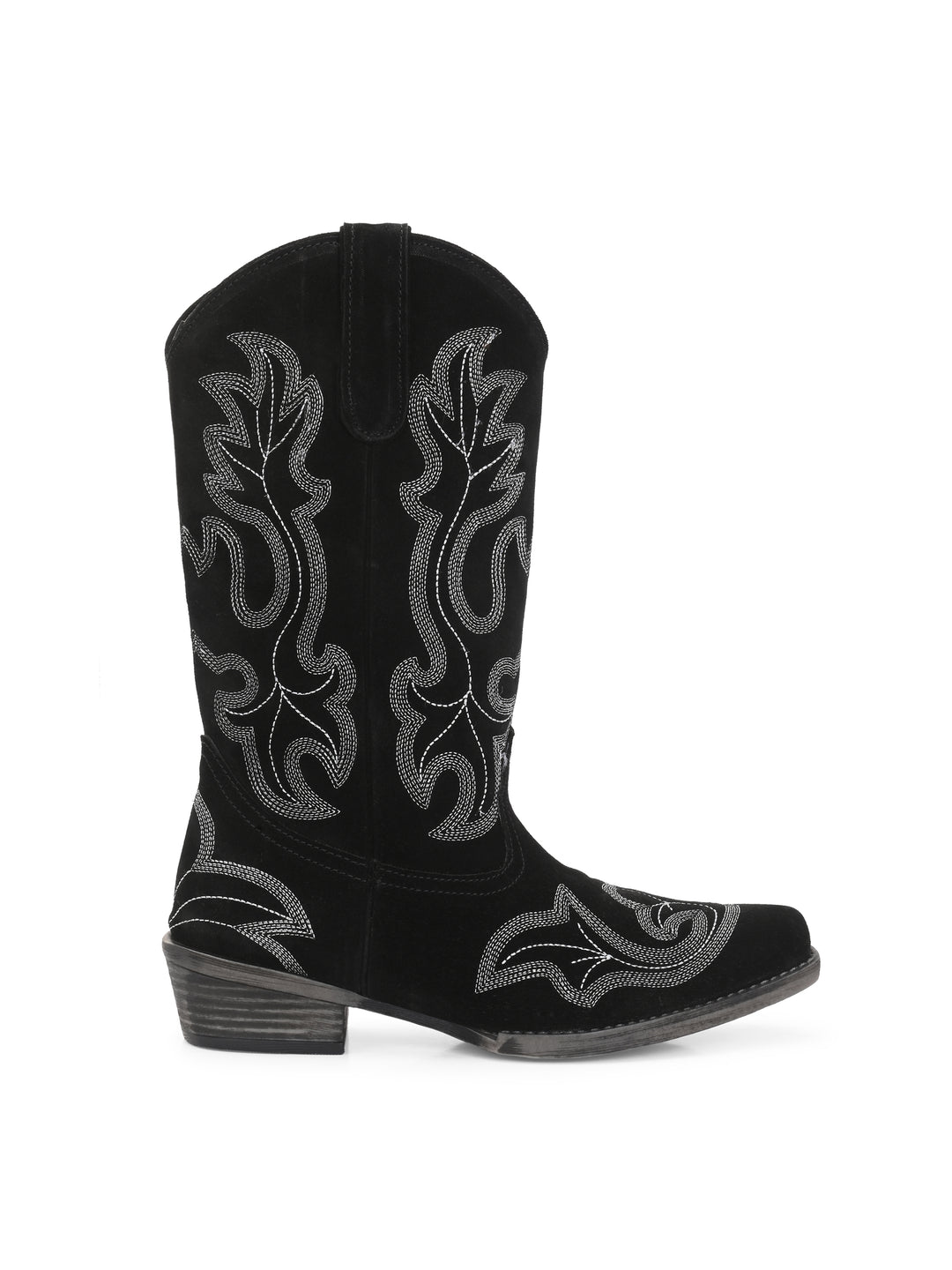 CARLO ROMANO BY WASAN  SUEDE LEATHER EMBROIDERY LONG COW BOOT FOR WOMEN