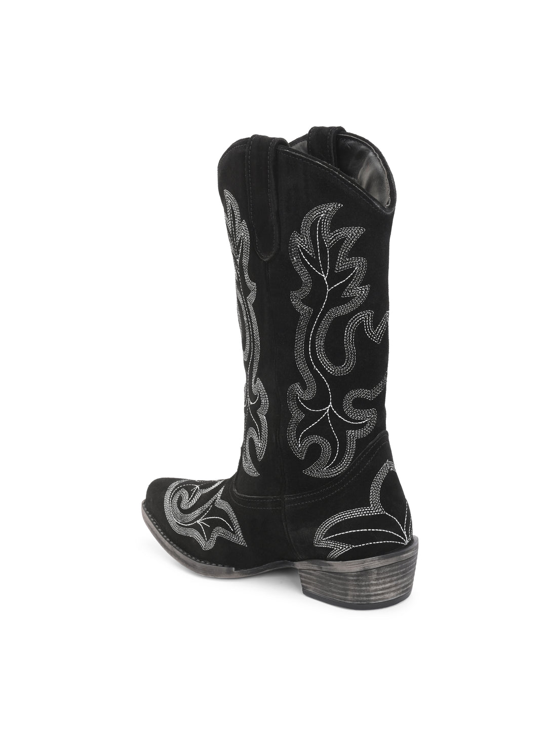 CARLO ROMANO BY WASAN  SUEDE LEATHER EMBROIDERY LONG COW BOOT FOR WOMEN