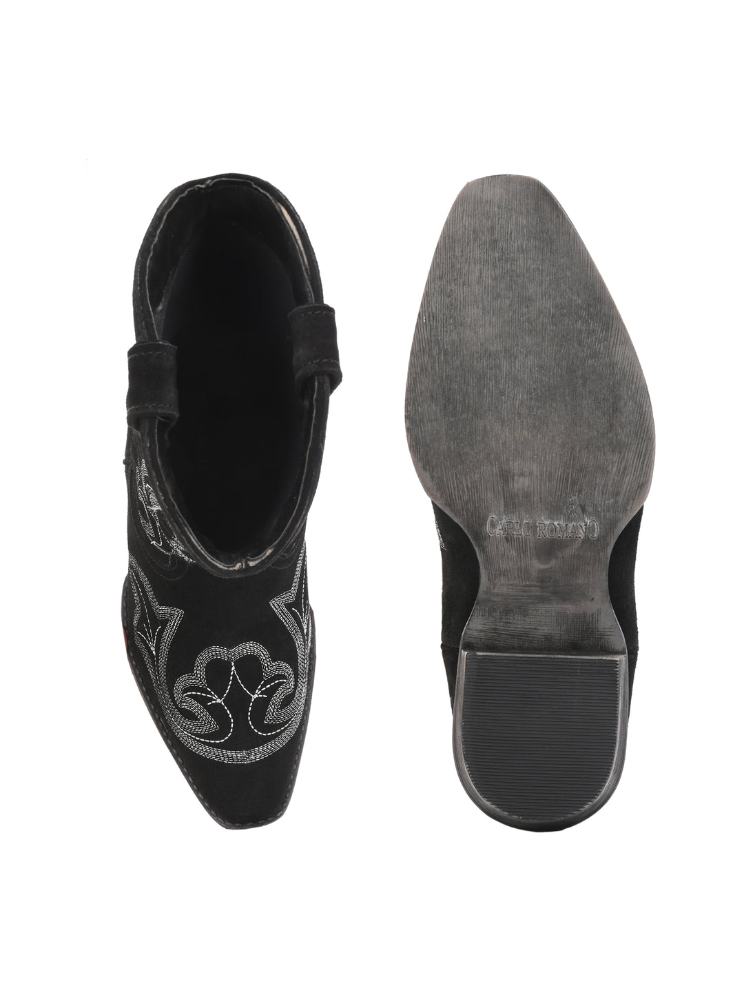 CARLO ROMANO BY WASAN  SUEDE LEATHER EMBROIDERY LONG COW BOOT FOR WOMEN