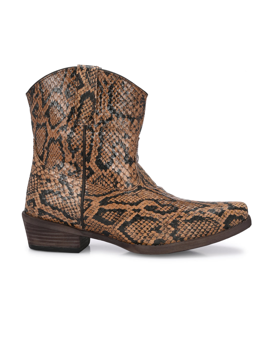 Carlo Romano Brown Italian Snake Printed leather Ankle Boot For Women