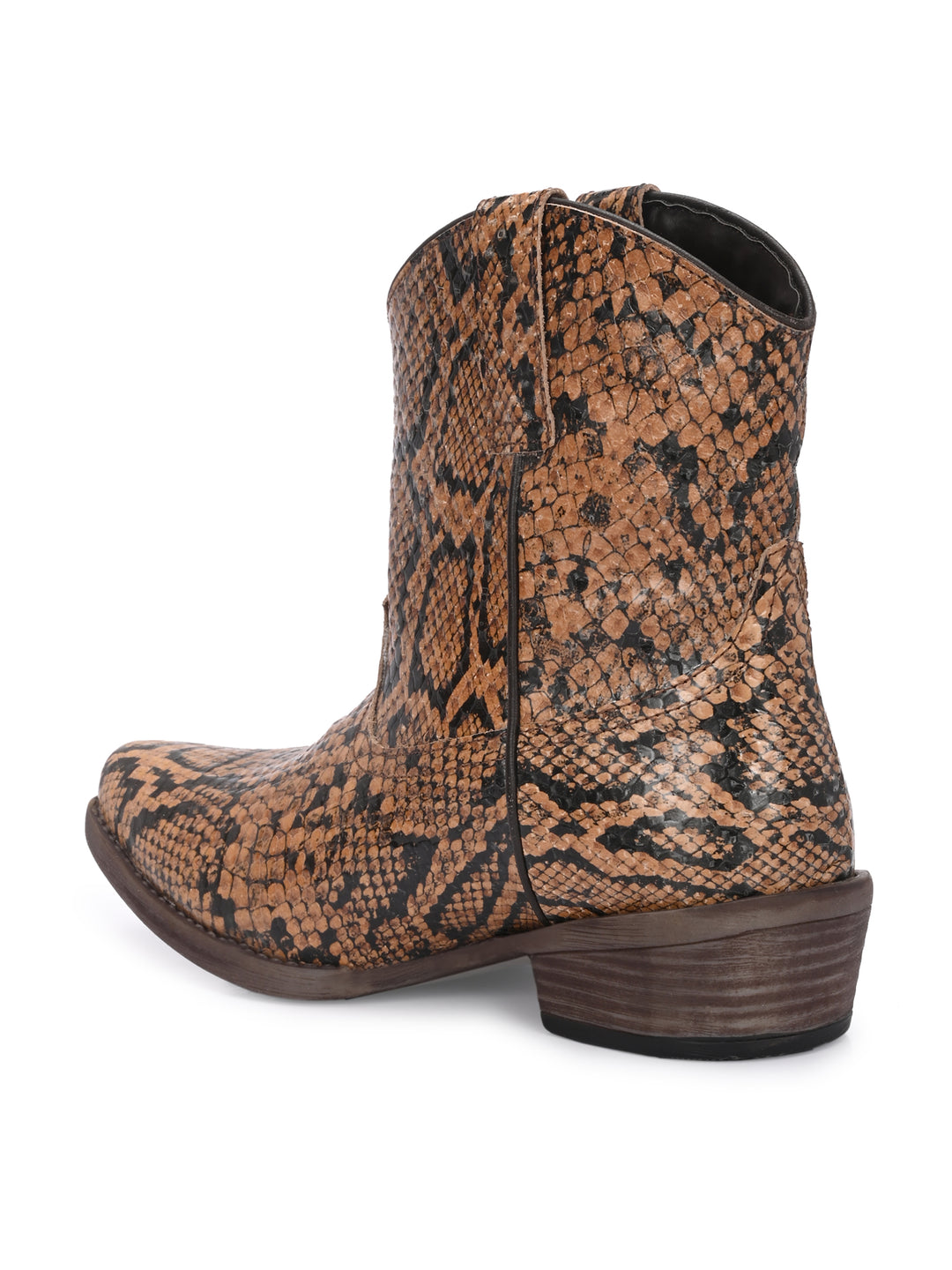 Carlo Romano Brown Italian Snake Printed leather Ankle Boot For Women