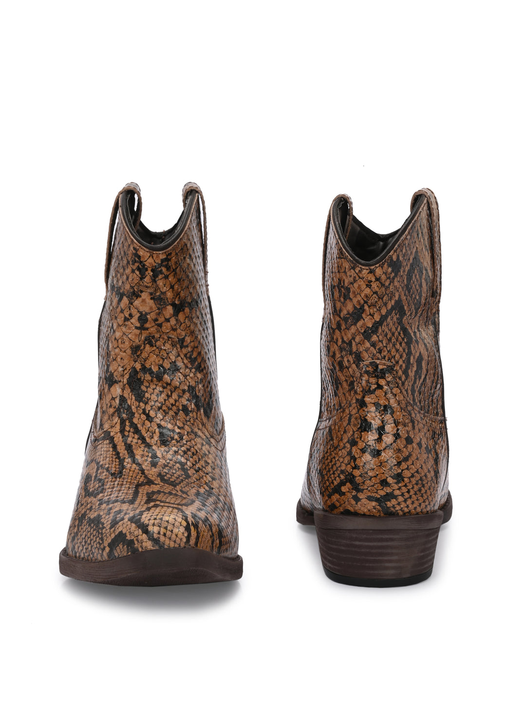 Carlo Romano Brown Italian Snake Printed leather Ankle Boot For Women