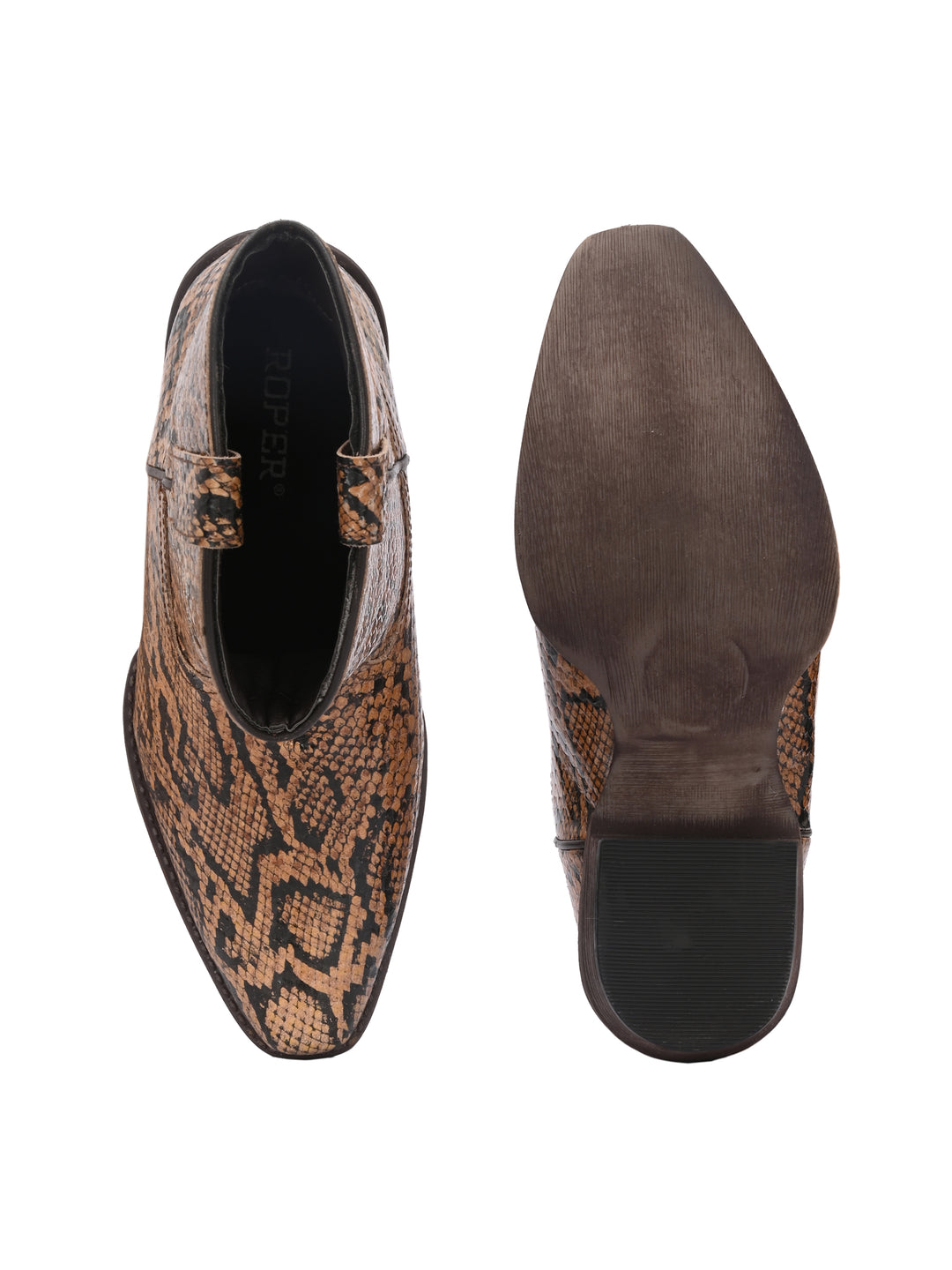 Carlo Romano Brown Italian Snake Printed leather Ankle Boot For Women