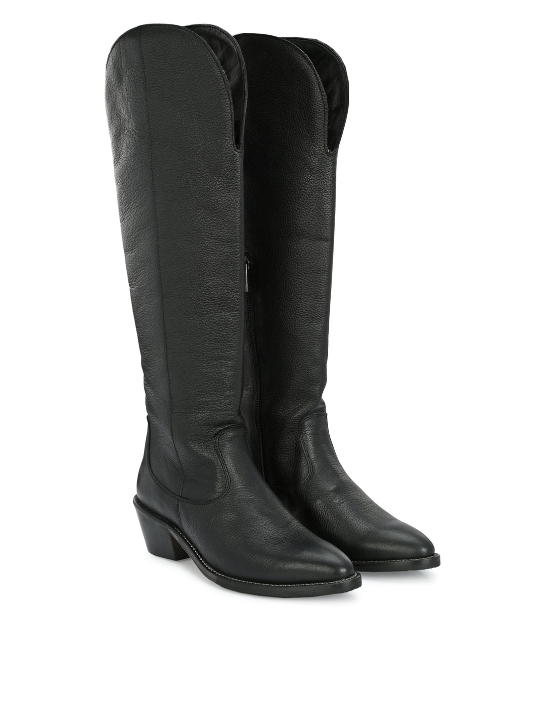 CARLO ROMANO BY WASAN GENUINE LEATHER BLACK COLOUR KNEE LENGHT BOOT FOR  WOMEN