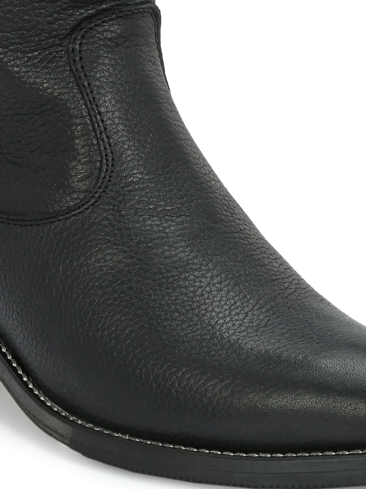 CARLO ROMANO BY WASAN GENUINE LEATHER BLACK COLOUR KNEE LENGHT BOOT FOR  WOMEN