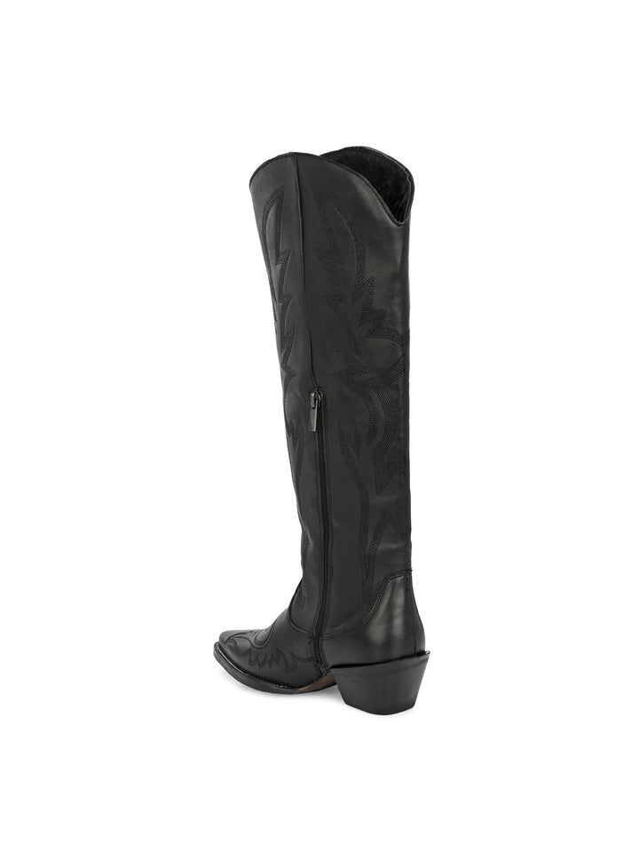 CARLO ROMANO GENUINE LEATHER BLACK KNEE LENGTH BOOT FOR WOMEN