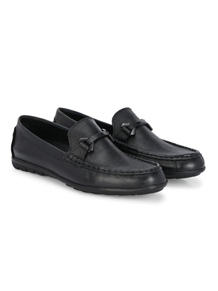 CARLO ROMANO BLACK COLOR ULTRA LIGHT WEIGHT & FLEXIBLE GENUINE LEATHER MOCCASIN FOR MEN