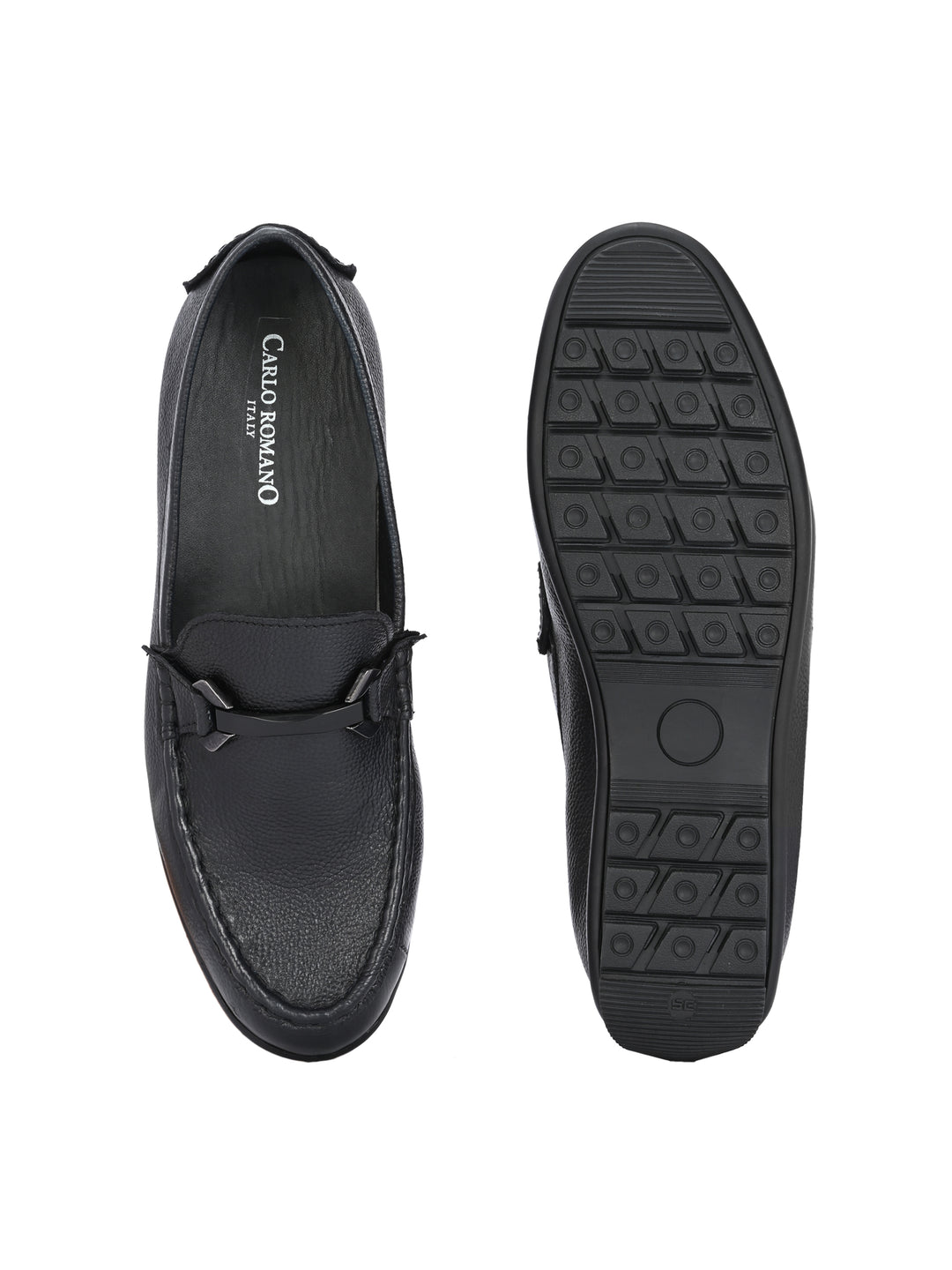 CARLO ROMANO BLACK COLOR ULTRA LIGHT WEIGHT & FLEXIBLE GENUINE LEATHER MOCCASIN FOR MEN