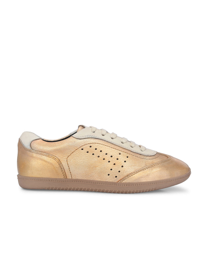 CARLO ROMANO GOLD WHITE COLOR CASAUL SNEAKERS SHOES FOR WOMEN